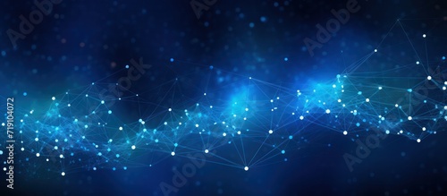 Network wave of dots and weave lines. Abstract pastel Background for design on the topic of cyberspace, big data, metaverse, data transfer on dark blue abstract cyberspace