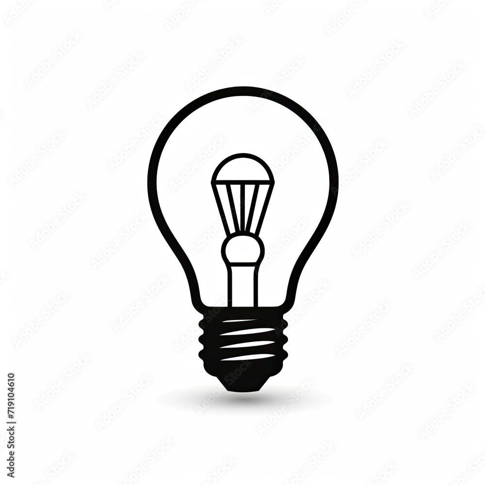 Sleek black line art of a light bulb on a white background. Sleek black line art of a light bulb on a white background.