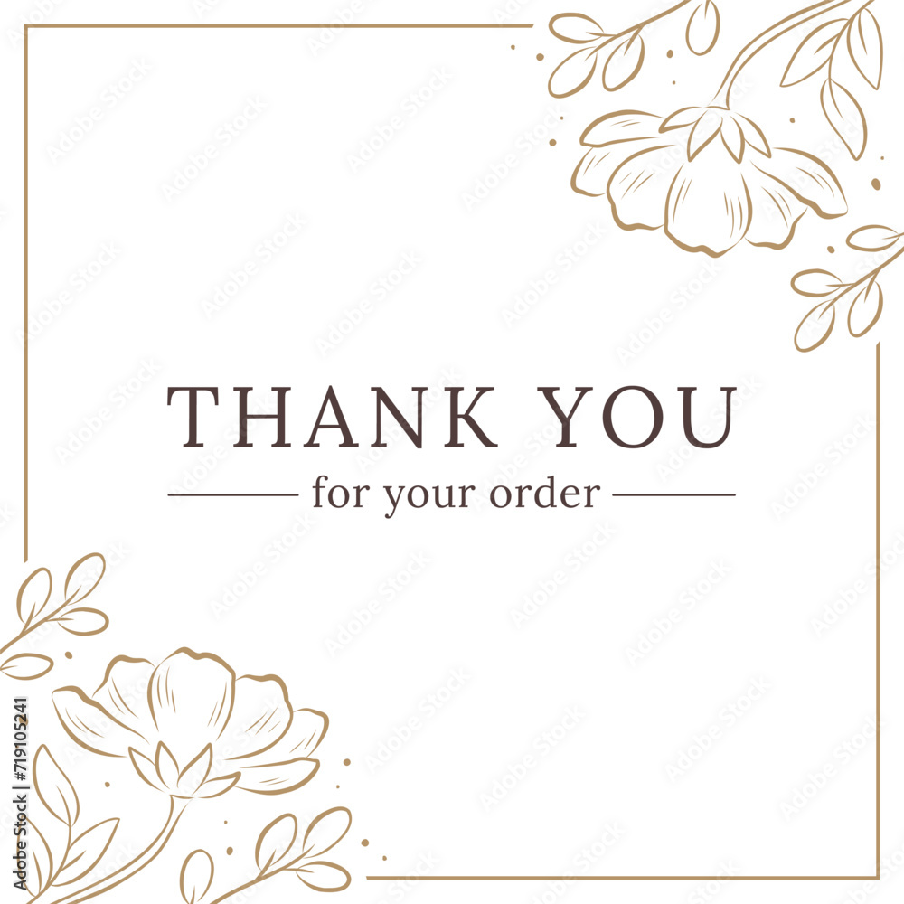 Thank you for your order card template with flower corner side ...