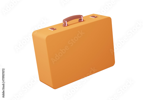 Orange suitcase icon on isolated background. briefcase tour travel concept. minimal cartoon cute smooth. 3d render illustration © N ON NE ON