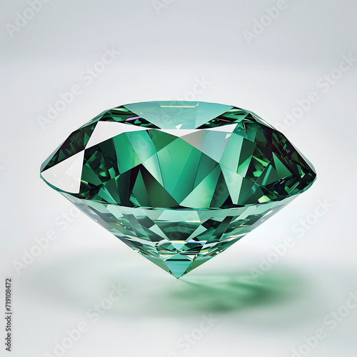 Green emerald diamond isolated on white background