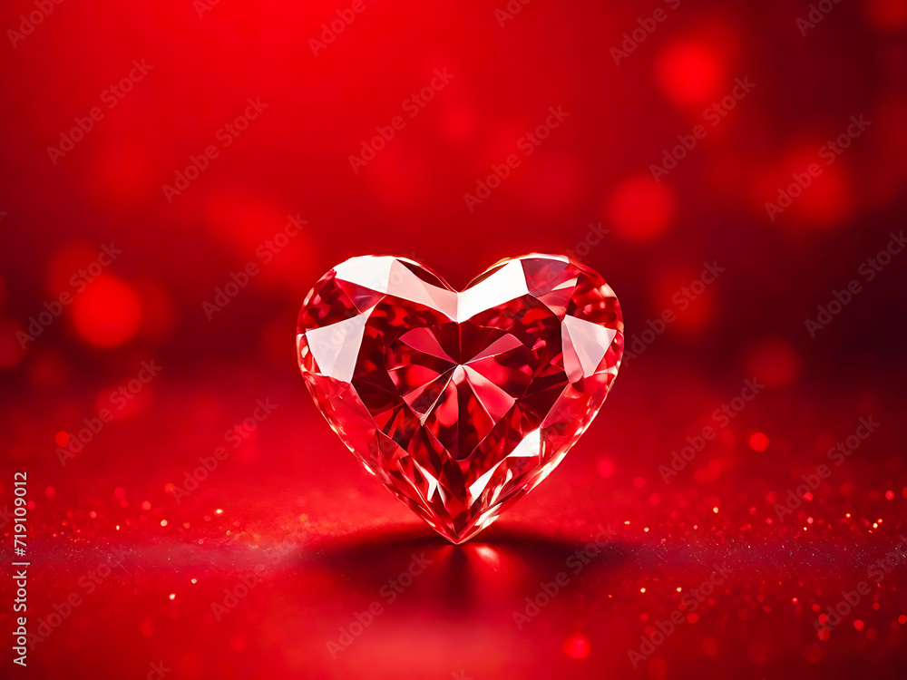 diamond heart on red background. generative AI diamond heart on red background. generative AI