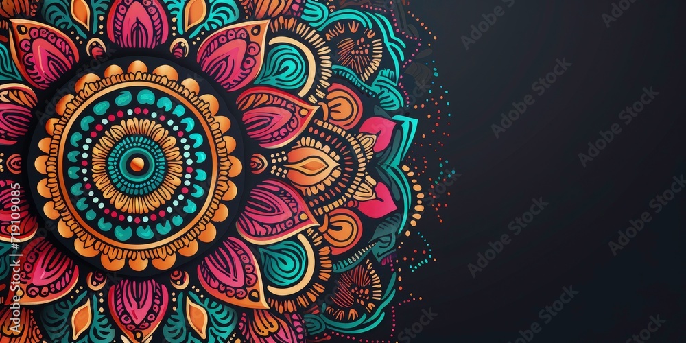 Fototapeta premium bright colorful mandala Ethnic mandala with light color tribal ornament