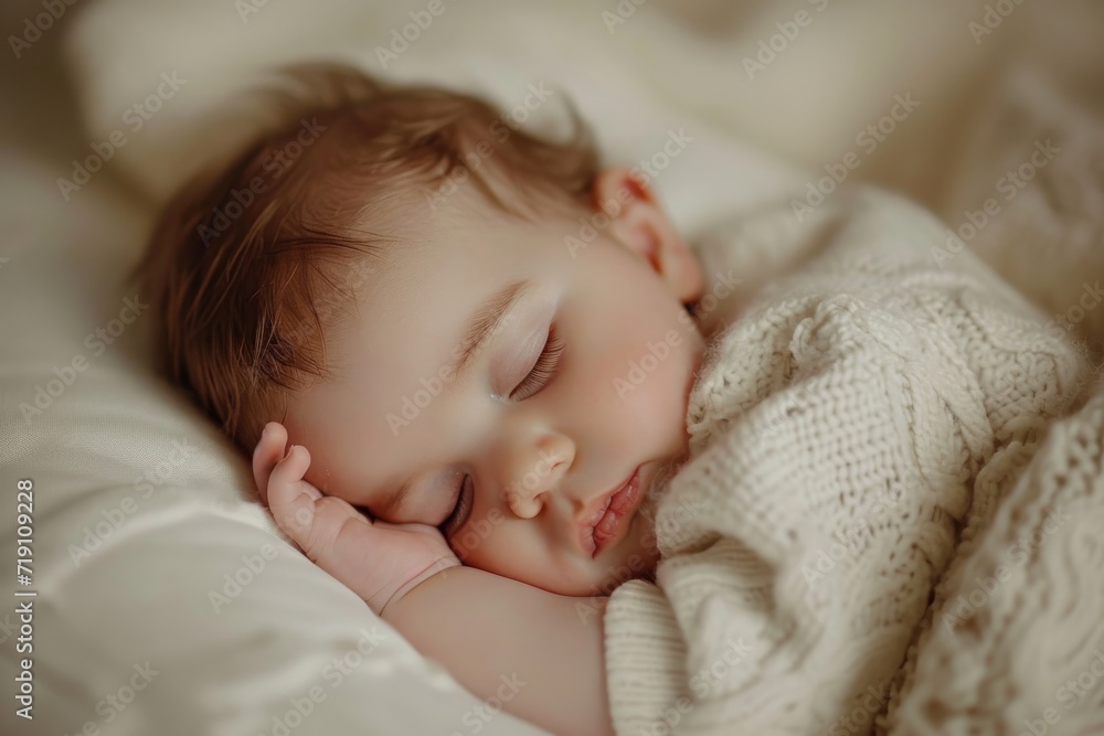 A peaceful newborn boy slumbers in the comfort of his soft blanket, his rosy cheek resting against the smooth fabric as he dreams soundly A peaceful newborn boy slumbers in the comfort of his soft blanket, his rosy cheek resting against the smooth fabric as he dreams soundly