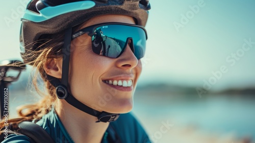 Portrait Of Cyclist Middle Aged Woman, Outdoor