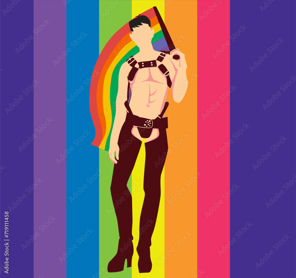 holding flag of pride celebrating LGBT pride month illustration full isolated vector holding flag of pride celebrating LGBT pride month illustration full isolated vector