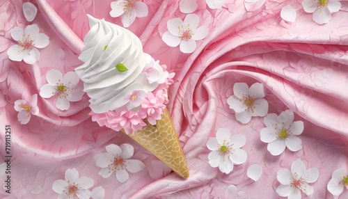 pink and white flowers ice cream snow cone