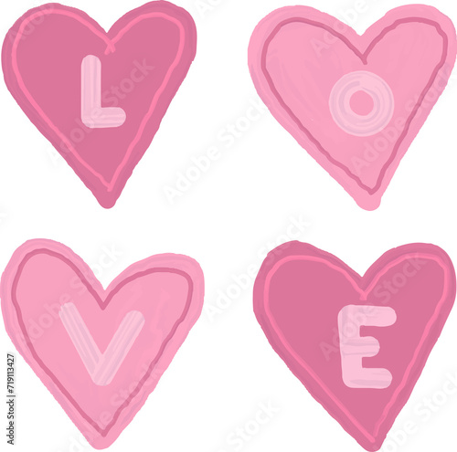 set of pink hearts