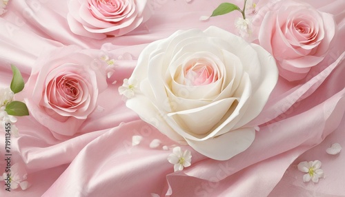 white and pink roses