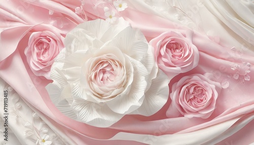 pink roses on a white background