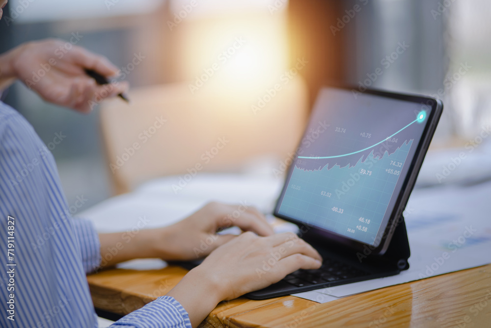 Business hands using digital tablet with business infographic data concept, Analytics data dashboard. Business hands using digital tablet with business infographic data concept, Analytics data dashboard.