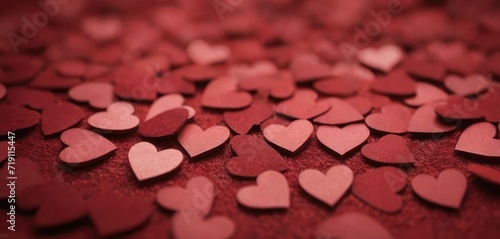 Red cardboard hearts scattered everywhere.