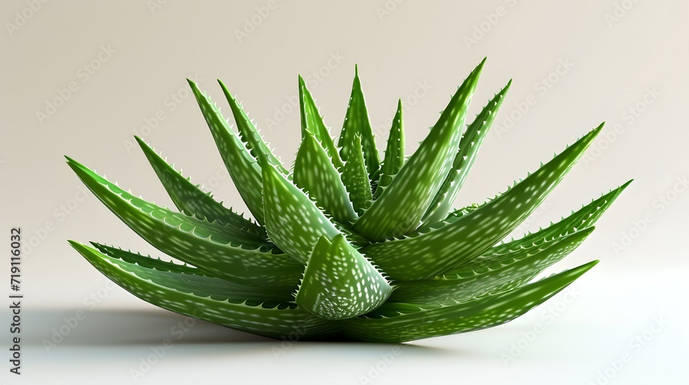 aloe vera plant, Air Purifying Aloe Vera: Enhance the air quality in your living space with this image showcasing a healthy Aloe Vera plant, known for its air purifying properties and sleek, spiky lea - obrazy, fototapety, plakaty 