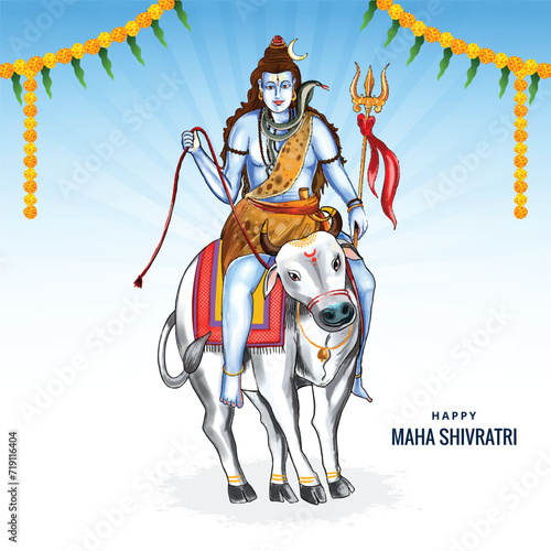 Indian god of hindu for maha shivratri festival of india card background