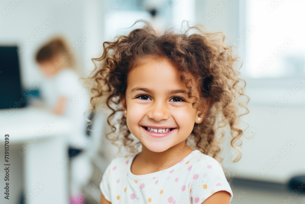 Portrait of a smiling little girl at the dentist office Portrait of a smiling little girl at the dentist office