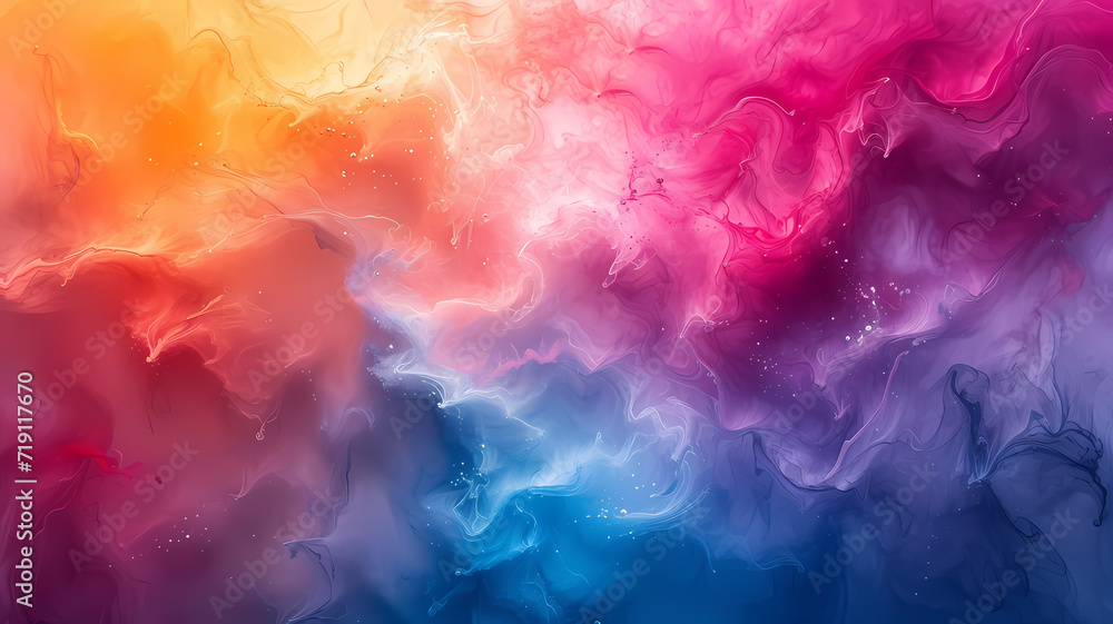 Fluid Watercolor Abstraction in Vibrant Paint Background