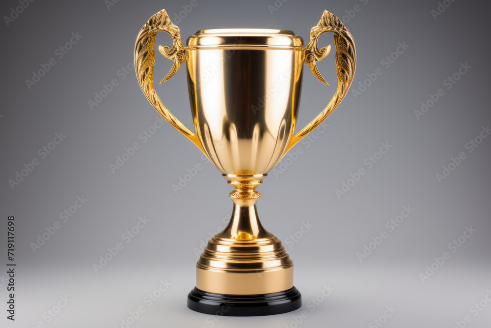 champion golden trophy placed on table, copy space ready for your design win concept champion golden trophy placed on table, copy space ready for your design win concept