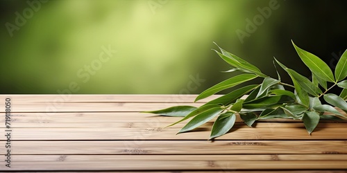 Bamboo leaves on a table.