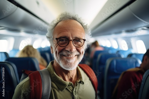 Portrait of a senior man on commercial plane © Geber86