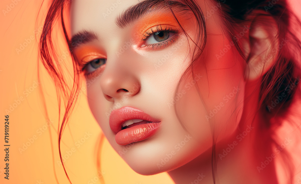 Peach Fuzz Glamour: Beauty with Trendsetting Makeup. Peach Fuzz color of the year 2024 Peach Fuzz Glamour: Beauty with Trendsetting Makeup. Peach Fuzz color of the year 2024