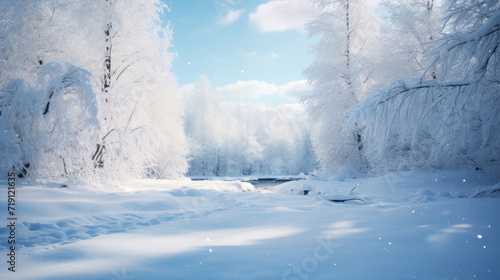 Glistening snow-covered landscapes in Chritsmas day