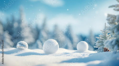Glistening snow-covered landscapes in Chritsmas day