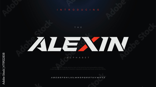 Alexin, sport modern italic alphabet font typography urban style fonts for technology digital movie logo design
 photo