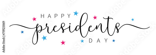 Happy Presidents Day brush calligraphy. Hand drawn text lettering for Presidents day in USA. Vector illustration