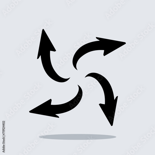 Outward arrow icon vector. Four Arrows icon sign symbol vector. Arrows pointing outward vector icon illustration isolated on gray background
