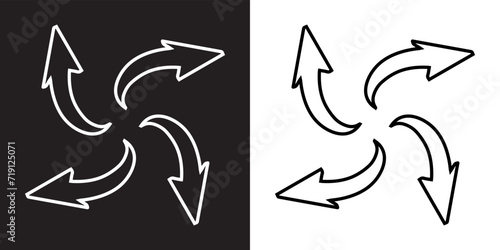 Outward arrow icon vector. Four Arrows icon sign symbol in trendy flat style. Arrow pointing outward vector icon illustration isolated on black and white background