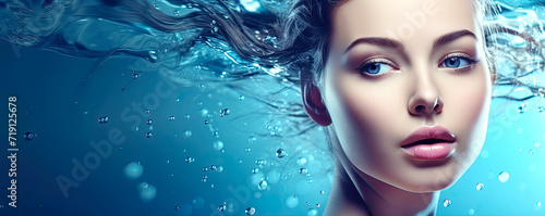 Female Model with Water Drops around Her. Generative AI, non-existent person.	
