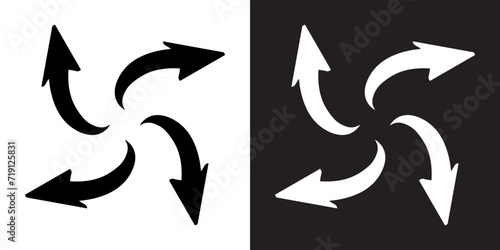 Outward arrow icon vector. Four Arrows icon sign symbol in trendy flat style. Arrow pointing outward vector icon illustration isolated on white and black background