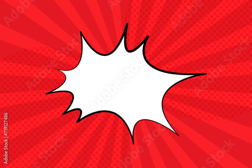 Comic red background with explosion line icon. Drawing, superhero, magazine, caricature, style. Vector line icon for business and advertising