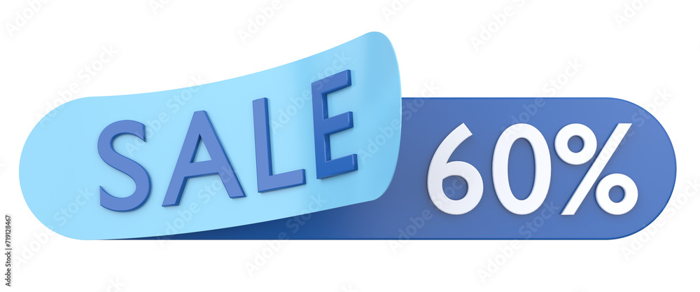 Sixty percent sale. 60% sale. 3D illustration. Sixty percent sale. 60% sale. 3D illustration.