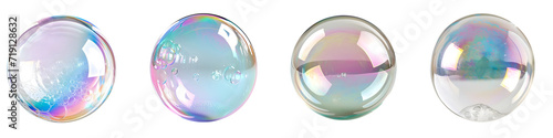 Colorful Soap Bubbles Set on Transparent Background