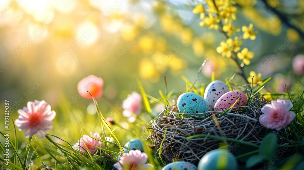 spring early morning easter background with copy space spring early morning easter background with copy space