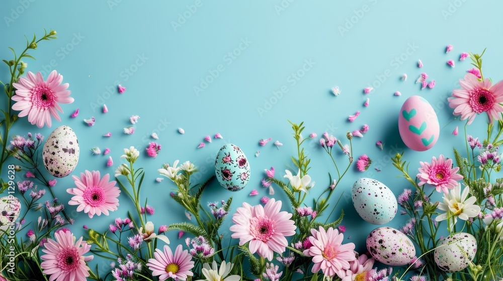 spring garden party easter background with copy space spring garden party easter background with copy space