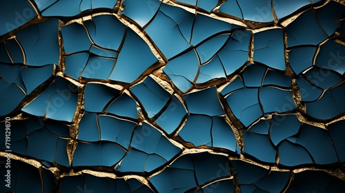 Broken Glass: Abstract blue pattern with a shattered glass effect. A modern and edgy illustration with a touch of destruction