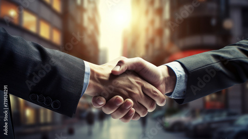 Businessmen making handshake with partner, greeting, dealing, merger and acquisition, business cooperation concept