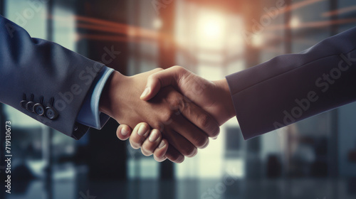 Businessmen making handshake with partner, greeting, dealing, merger and acquisition, business cooperation concept photo