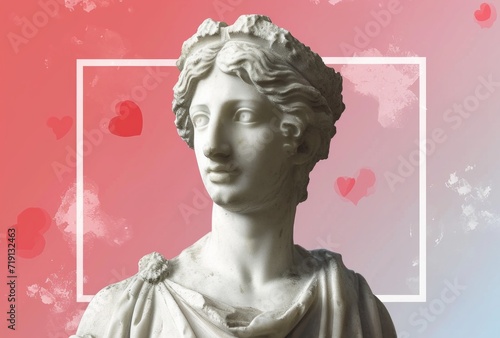 sculpture with red hearts
