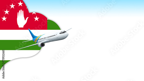 3d illustration plane with Abkhazia flag background for business and travel design photo