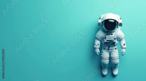 minimalist vivid advertisment background with handsome astronaut and copy space