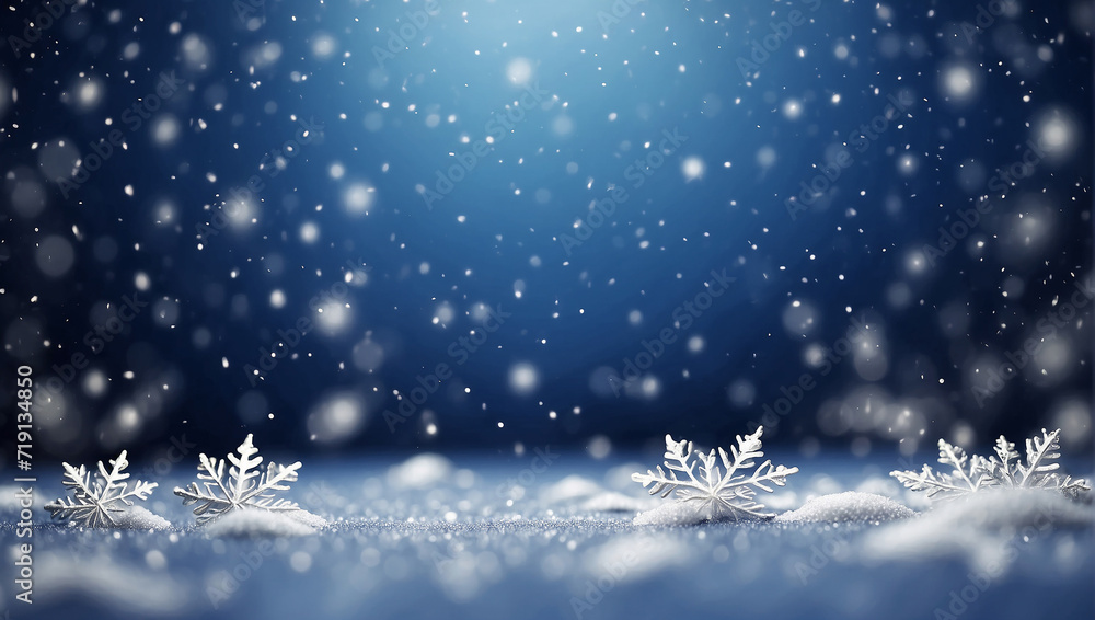 Bokeh with white snow and snowflakes on a blue background. Bokeh with white snow and snowflakes on a blue background.