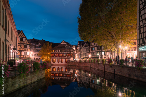 Nightscape of Petite France Strasbourg, France
