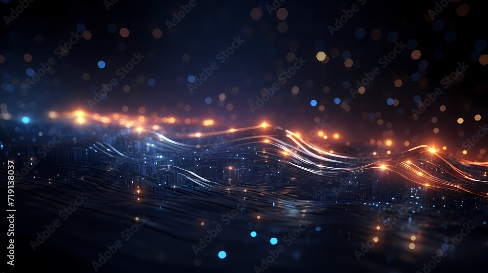 Fototapeta premium Digital technology particles abstract background, abstract analysis visualization