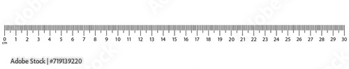  Horizontal measuring ruler with a mark of 30 centimeters. Vector.
