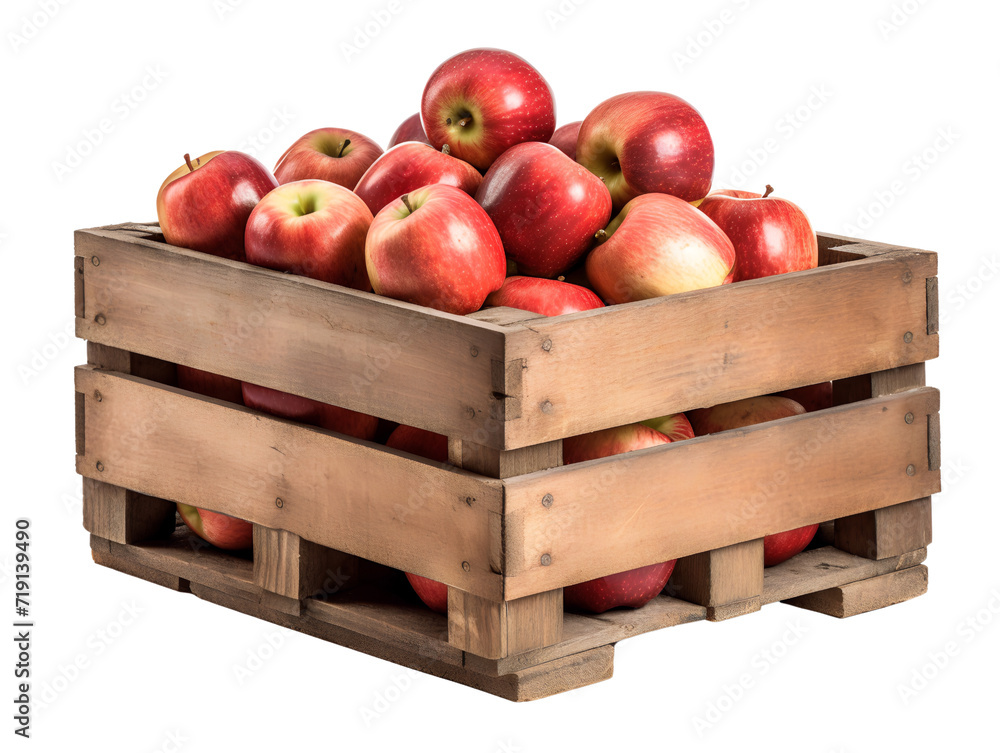 Wooden Apple Crate, isolated on a transparent or white background Wooden Apple Crate, isolated on a transparent or white background