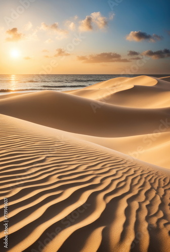 Serene Dunes Overlooking Ocean at Sunrise