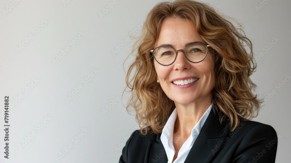 Middle age beautiful brunette woman wearing jacket and shirt standing over white background happy face smiling with crossed arms looking at the camera. Positive person. Middle age beautiful brunette woman wearing jacket and shirt standing over white background happy face smiling with crossed arms looking at the camera. Positive person.
